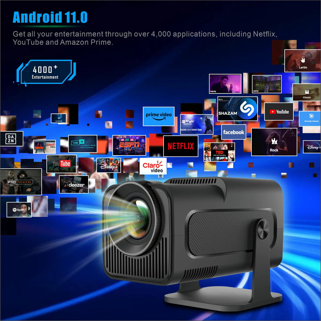 4K Smart Projector HY320 Mini Android 11 Dual Wifi6 200 ANSI Allwinner H713 BT5.0 1080P 1980*1080P Home Cinema Outdoor Projetor