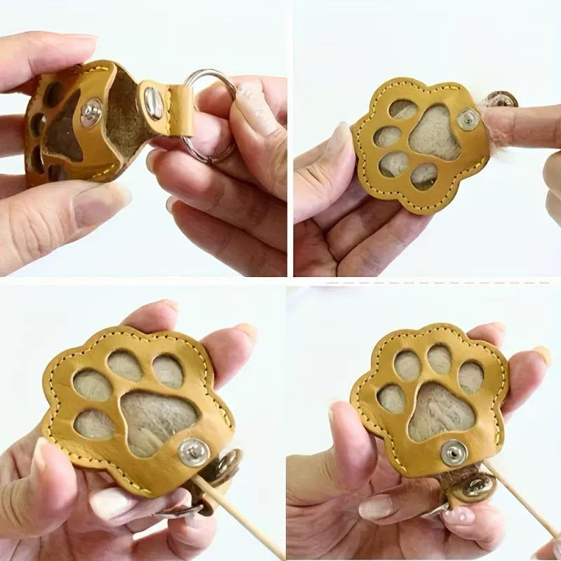 Cute Pets Fur Memory Charm – Paw-Shaped Charm for Collecting Pet Fur, Memorial Gift for Cat or Dog Lovers, Keychain or Necklace Decoration