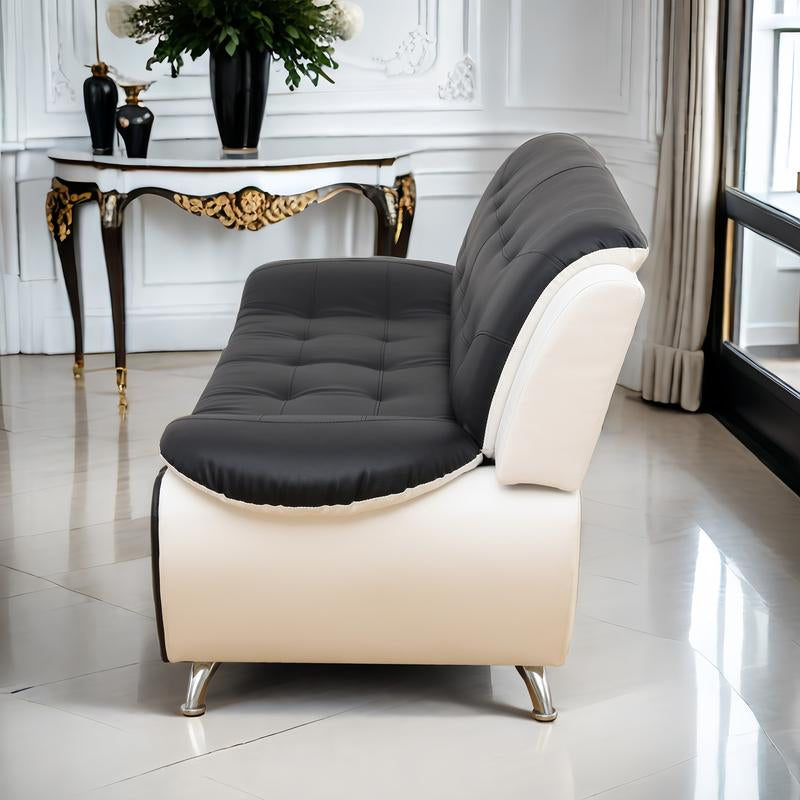 3Pcs Couches Faux Leather Sofa Set for Living Room, Tufted Sectional Couch Upholstered Sofa, Loveseat and Chair, Furniture Sets for Living Room, Apartment, Office