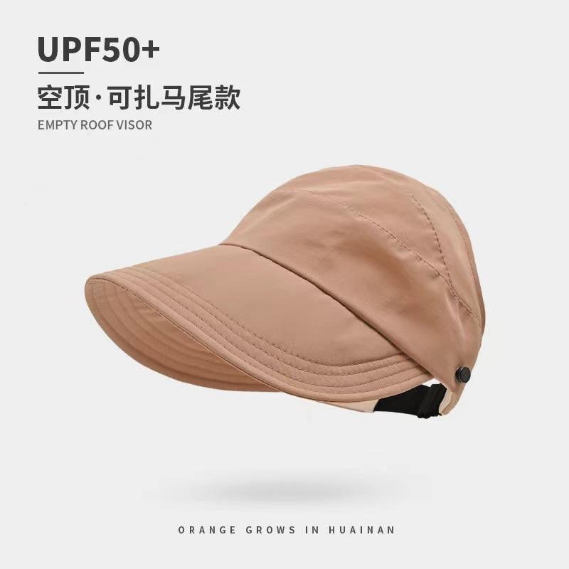 Summer Wide Brim Sunhat Women Sun Hats Foldable Adjustable Outdoor Beach Bucket Hat UV Protection Visors Fisherman Ponytail Caps