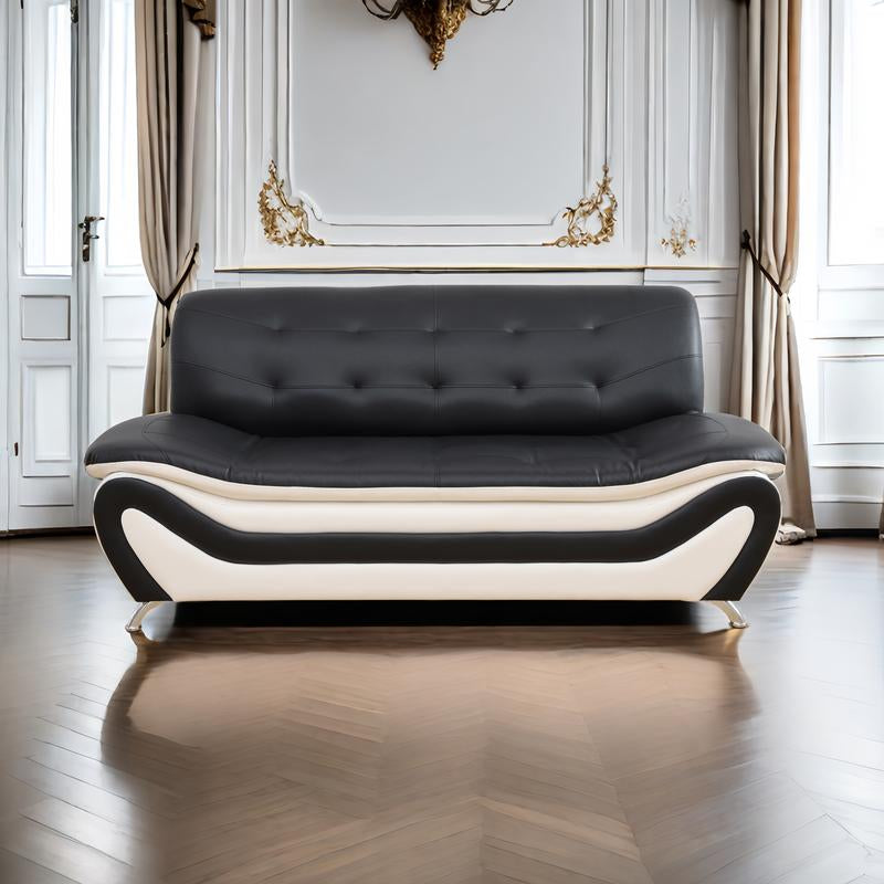 3Pcs Couches Faux Leather Sofa Set for Living Room, Tufted Sectional Couch Upholstered Sofa, Loveseat and Chair, Furniture Sets for Living Room, Apartment, Office