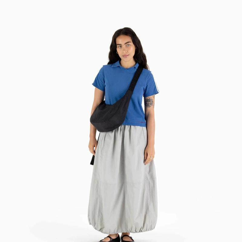 BAGGU Medium Nylon Crescent Bag - Lightweight Water-Resistant Crossbody Shoulder Bag for Daily Use Travel or Work Machine Washable Stylish Design
