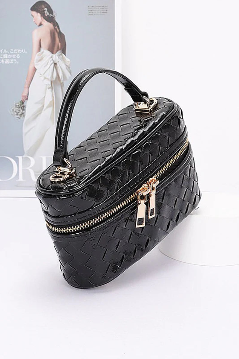 Braided Metallic Top Handle Vanity Swing Bag