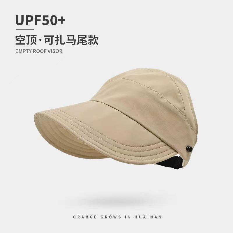 Summer Wide Brim Sunhat Women Sun Hats Foldable Adjustable Outdoor Beach Bucket Hat UV Protection Visors Fisherman Ponytail Caps