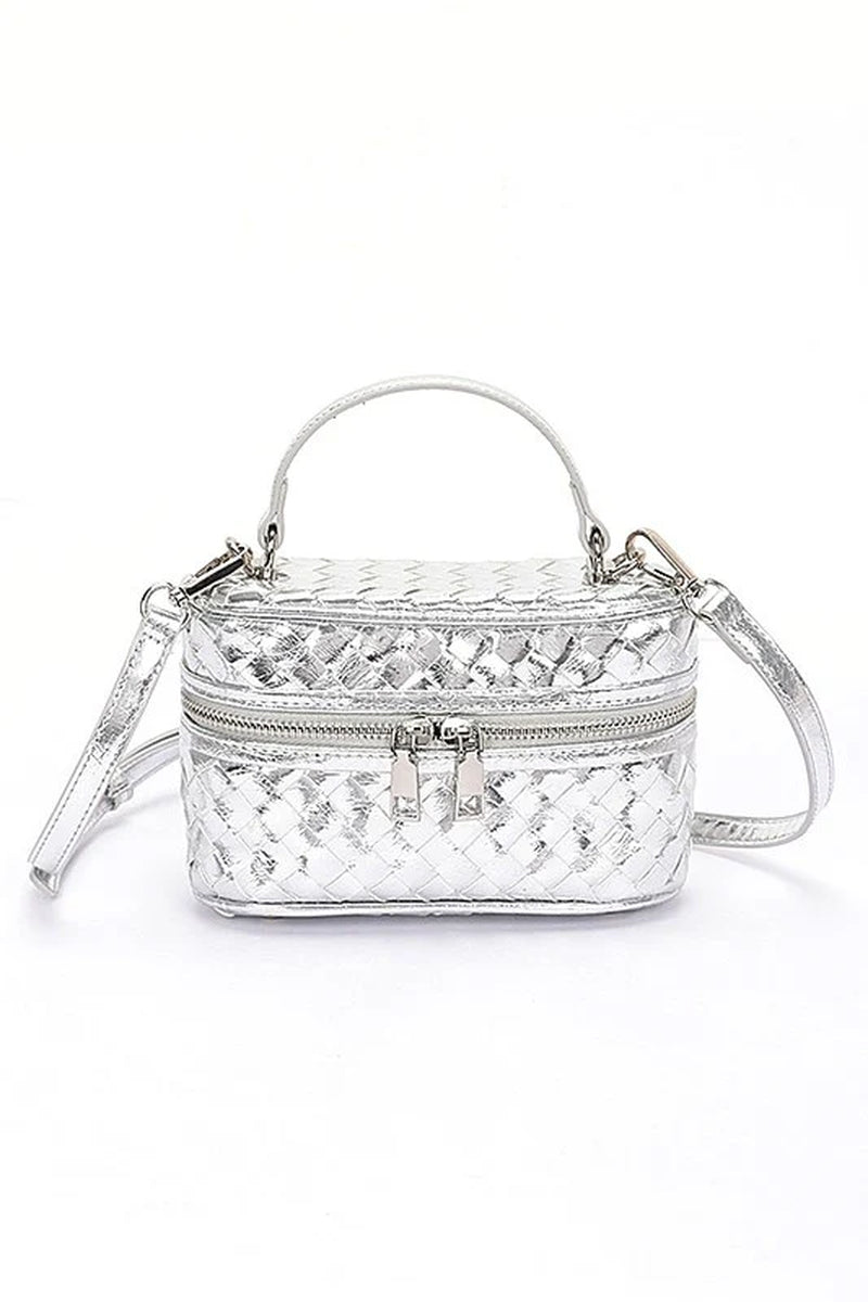Braided Metallic Top Handle Vanity Swing Bag