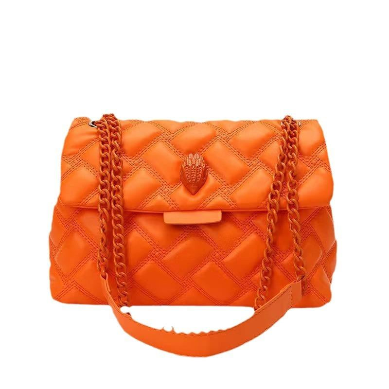 New Xiaoxiangfeng Chain Bag Solid Color Rhombus Embroidered Thread Women'S Bag Large Capacity Shoulder Messenger Bag Commute Fashionable Crossbody Bag Versatile Underarm Bag Viral Beaded Sardine Bag Alt Purse