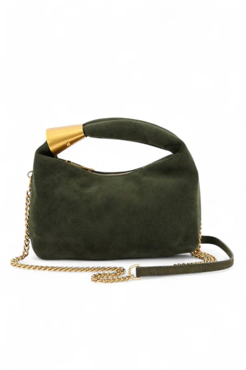 Faux Suede Top Handle Convertible Swing Clutch