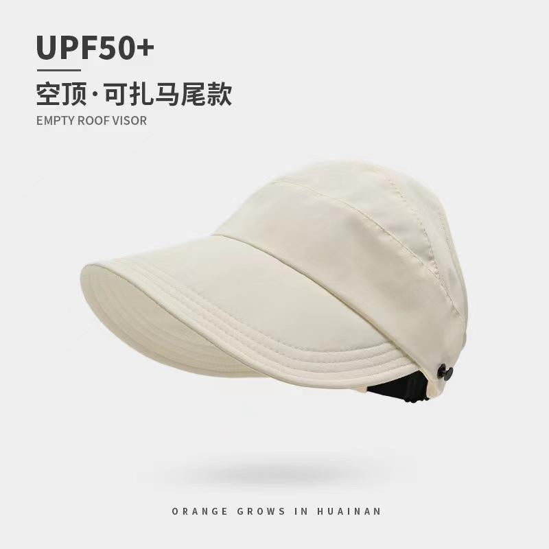 Summer Wide Brim Sunhat Women Sun Hats Foldable Adjustable Outdoor Beach Bucket Hat UV Protection Visors Fisherman Ponytail Caps